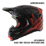 2 Units of Alpinestars Supertech M8 Echo MIPS Adult Off-Road Helmets Black / Gray / Red Fluo / Matte Glossy Large