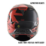 Alpinestars Supertech M8 Echo MIPS Adult Off-Road Helmets Black / Gray / Red Fluo / Matte Glossy