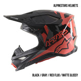 Alpinestars Supertech M8 Echo MIPS Adult Off-Road Helmets Black / Gray / Red Fluo / Matte Glossy