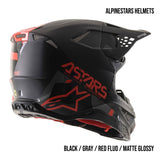 Alpinestars Supertech M8 Echo MIPS Adult Off-Road Helmets Black / Gray / Red Fluo / Matte Glossy