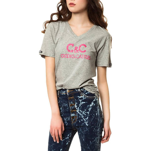 Crooks & Castles Regal V-Neck Women's Short-Sleeve Shirts-CL1390711