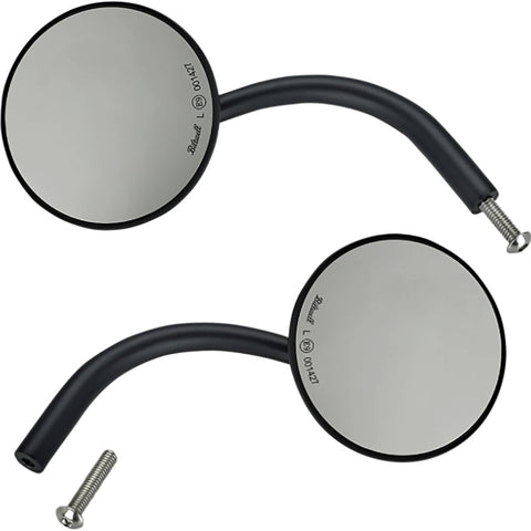 Biltwell Utility Round Side View Mirror Pair w/Perch Mount Motorcycle Accessories-0640