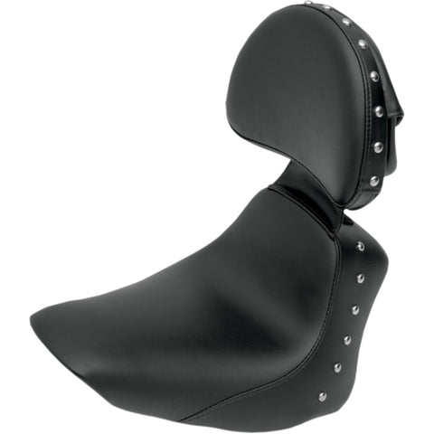 Saddlemen 2006-2017 FLSTN Deluxe Renegade "Heels Down" Solo Seat with Chrome Studs and Driver's Backrest Motorcycle Accessories-0802