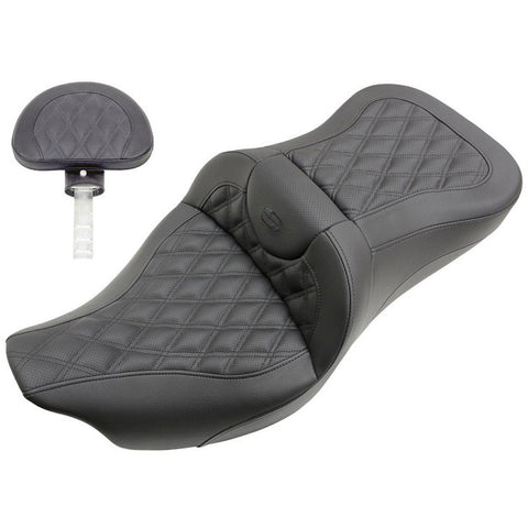 Saddlemen 2008-2024 FLHR, FLHT, FLHX & FLTR Extended Reach Roadsofa LS Seat with Driver's Backrest Motorcycle Accessories-0801
