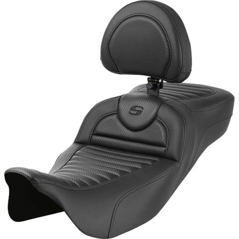 Saddlemen 2008-2024 FLHR, FLHT, FLHX & FLTR Extended Reach Roadsofa TR CF Seat with Driver's Backrest Motorcycle Accessories-0801