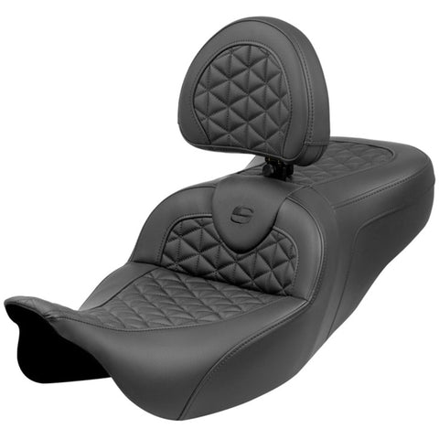 Saddlemen 2008-2024 FLHR, FLHT, FLHX & FLTR Extended Reach Roadsofa Tri-Gripper Seat with Drivers Backrest Motorcycle Accessories-0801