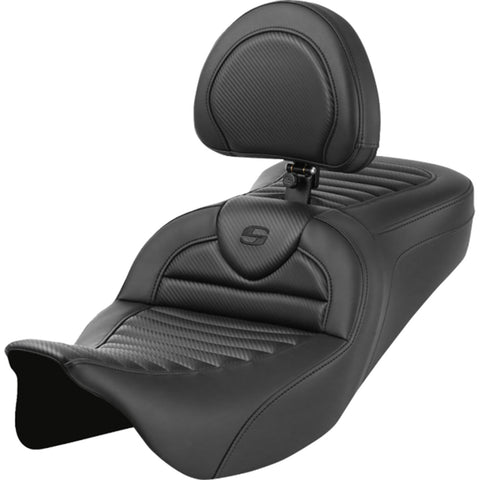 Saddlemen 2008-2024 FLHR, FLHT, FLHX & FLTR Roadsofa TR CF Seat w/ Drivers Backrest Motorcycle Accessories-0801
