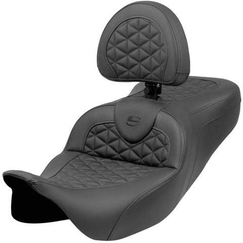 Saddlemen 2008-2024 FLHR, FLHT, FLHX & FLTR Standard Reach Roadsofa Tri-Gripper Seat with Drivers Backrest Motorcycle Accessories-0801