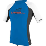 O'Neill Premium Skins Youth Boys Short-Sleeve Rashguard Suit - Lime/Deep Teal/Lunar