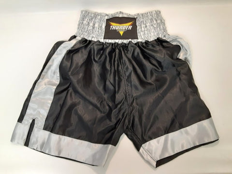 ProForce Thunder Satin Boxing Trunks Black/Grey Large
