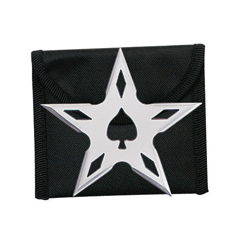 Ninja Stars 5-Point Silver Stainless Steel Stinger Throwing Star with Pouch