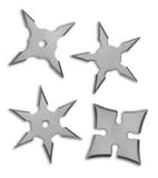Ninja Stars Throwing 4-Piece Set Silver