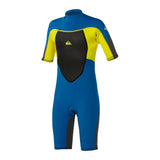 Quiksilver Syncro 2/2 Back Zip Youth Boys Full Wetsuit - Graphite/Blue/Yellow